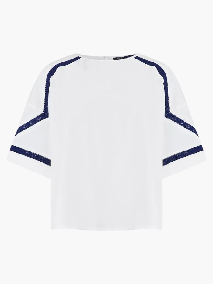 French Connection Tops Crepe Recycled Light Embroidered Top Winter White 8211 Woman