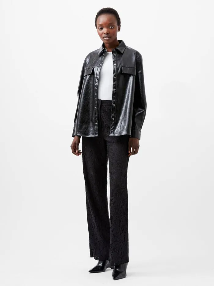 French Connection Tops Emmett Pu Overshirt Blackout 8211 Woman