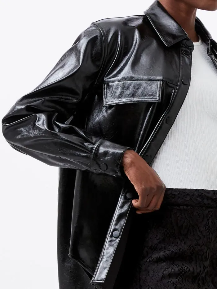 French Connection Tops Emmett Pu Overshirt Blackout 8211 Woman