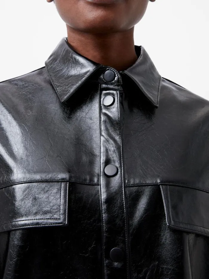 French Connection Tops Emmett Pu Overshirt Blackout 8211 Woman