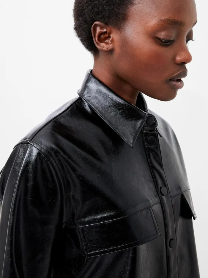 French Connection Tops Emmett Pu Overshirt Blackout 8211 Woman