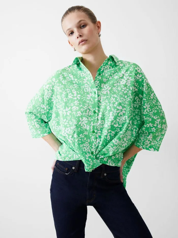 French Connection Tops Florale Twist Crepe Light Shirt Poise Greenwhite 8211 Woman French Connection Tops Florale Twist Crepe Light Shirt Poise Greenwhite 8211 Woman