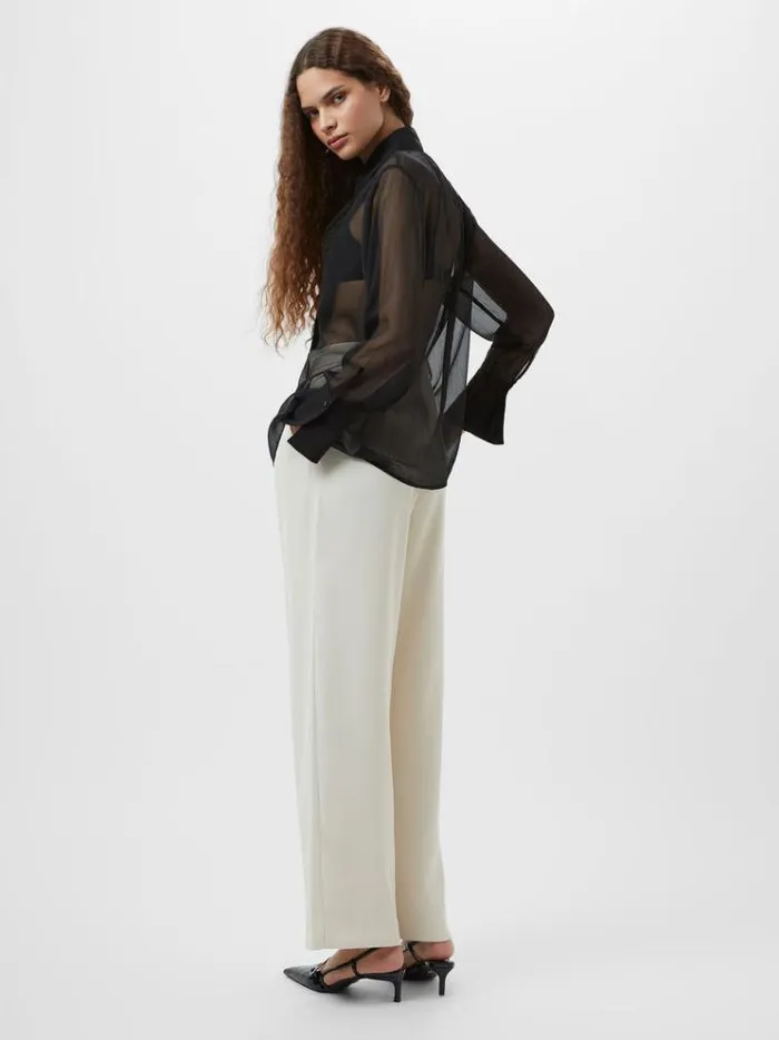 French Connection Tops Hana Adalynn Sequin Bib Shirt Blackout 8211 Woman