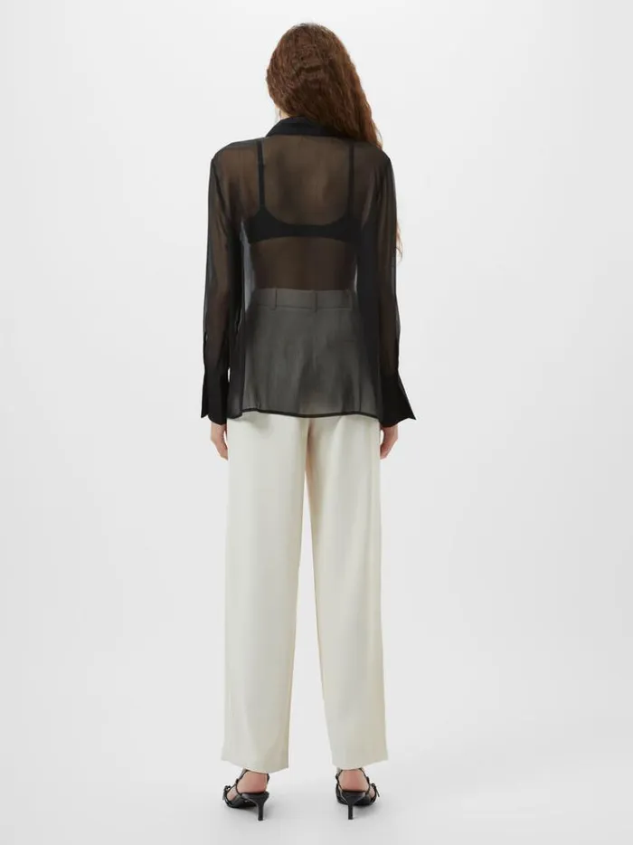 French Connection Tops Hana Adalynn Sequin Bib Shirt Blackout 8211 Woman