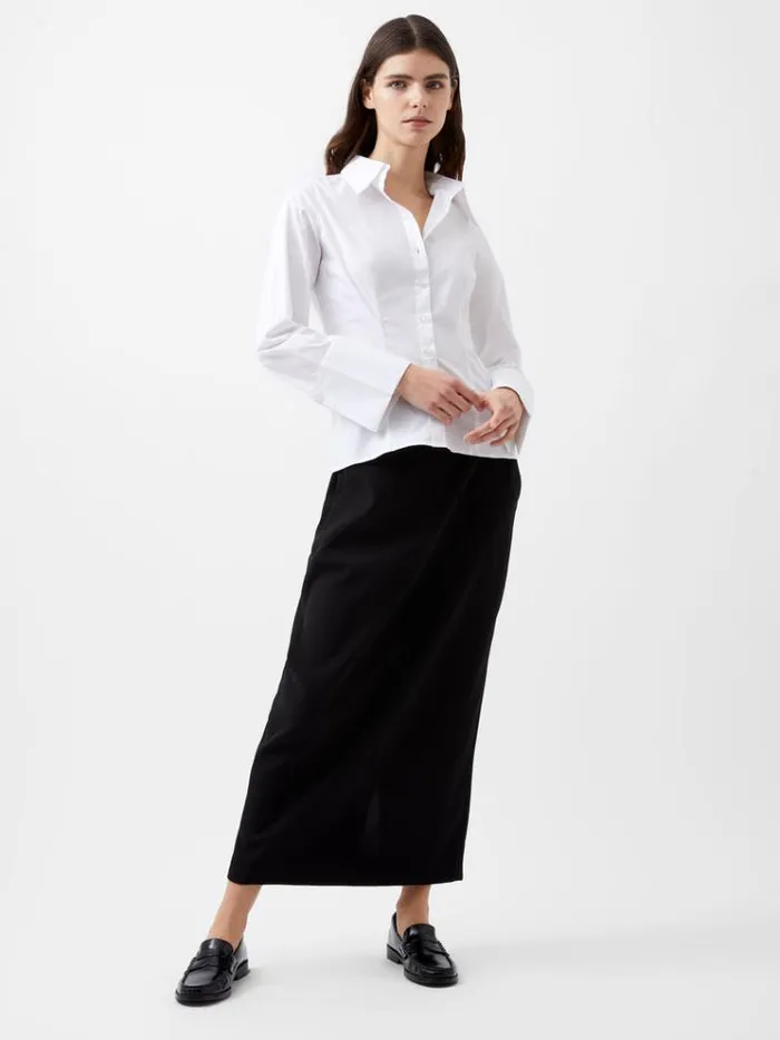 French Connection Tops Isabelle Poplin Fitted Shirt Linen White 8211 Woman