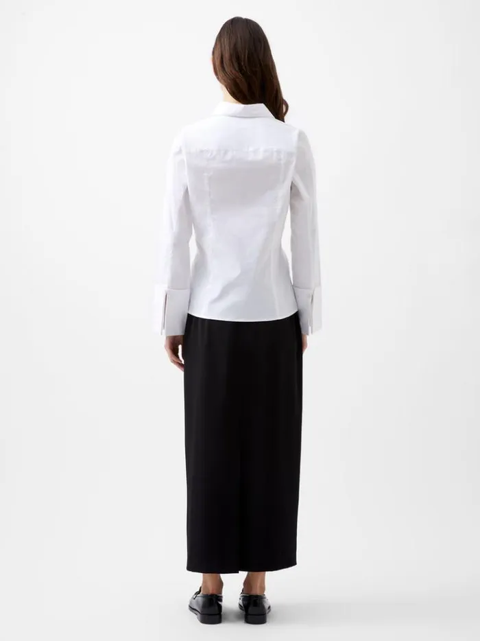 French Connection Tops Isabelle Poplin Fitted Shirt Linen White 8211 Woman