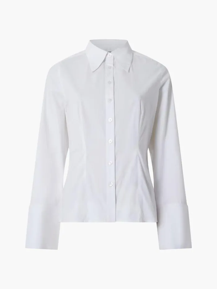 French Connection Tops Isabelle Poplin Fitted Shirt Linen White 8211 Woman