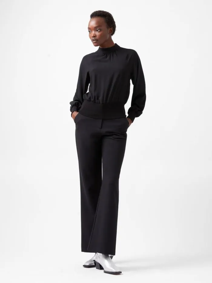 French Connection Tops Krista Knit Long Sleeve Stand Neck Top Blackout 8211 Woman
