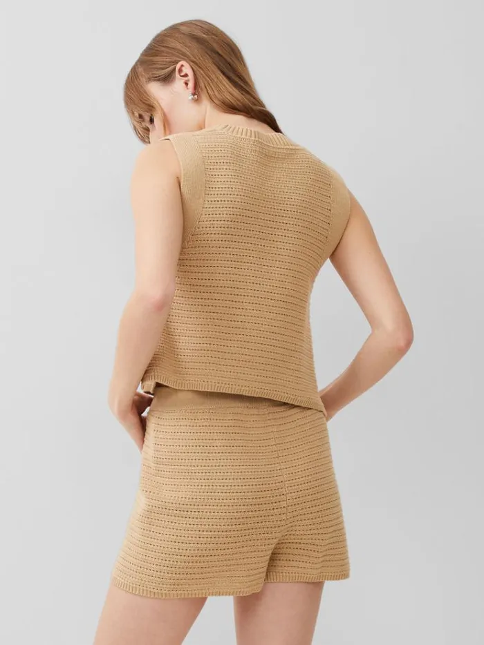 French Connection Tops Lumi Mozart Crochet Vest Biscotti 8211 Woman