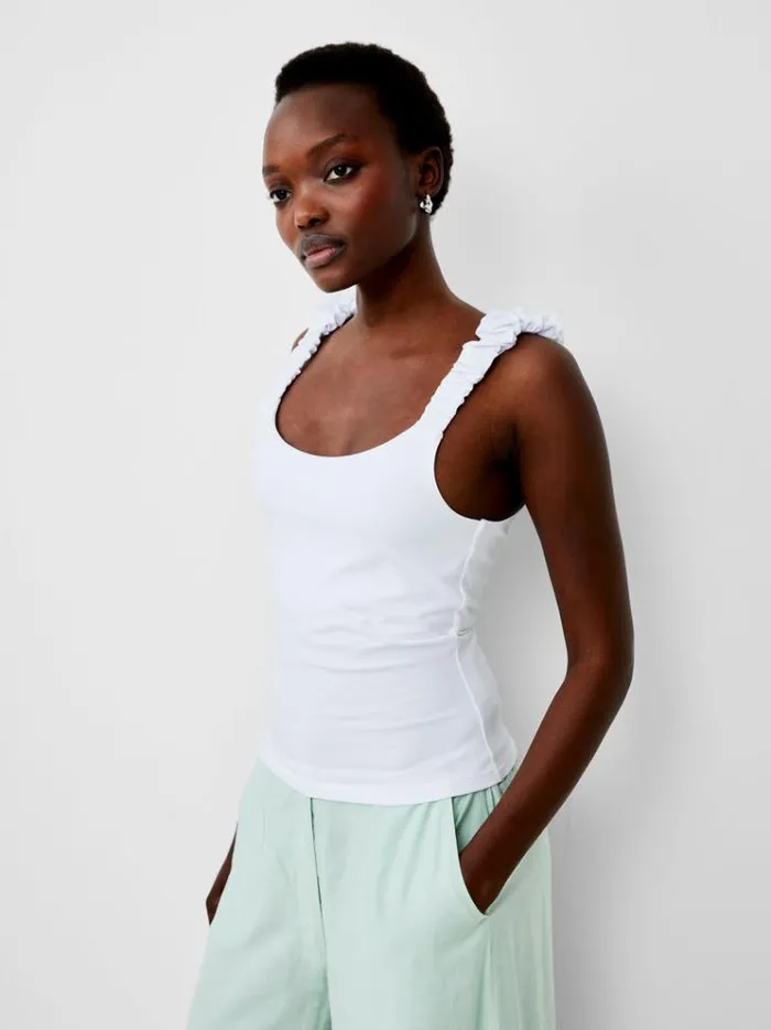 French Connection Tops Rallie Gwyneth Mix Top Linen White 8211 Woman