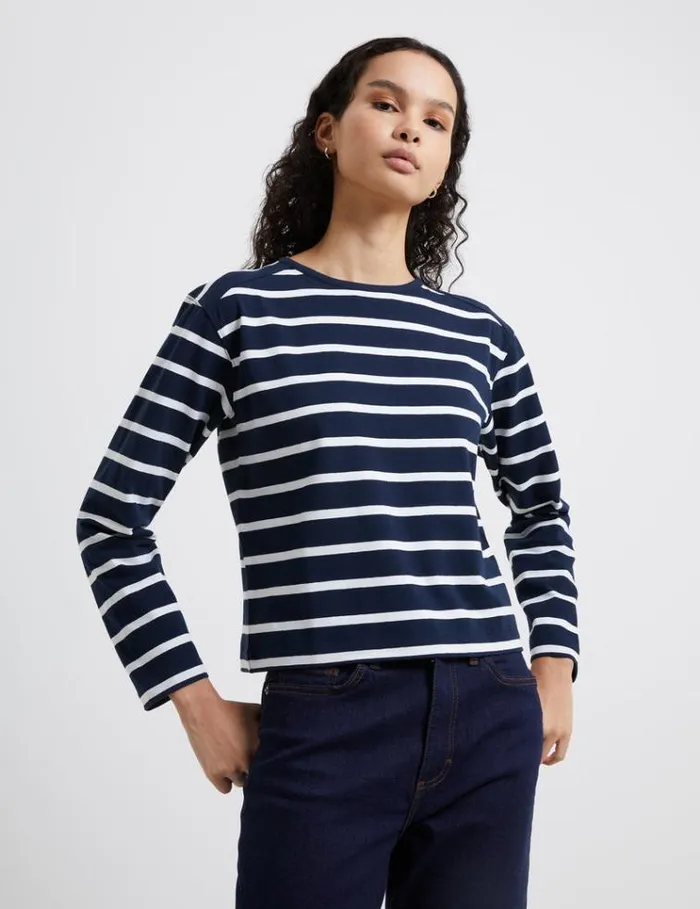 French Connection Tops Rallie Stripe Slash Neck Top Stripe Marinewhite 8211 Woman