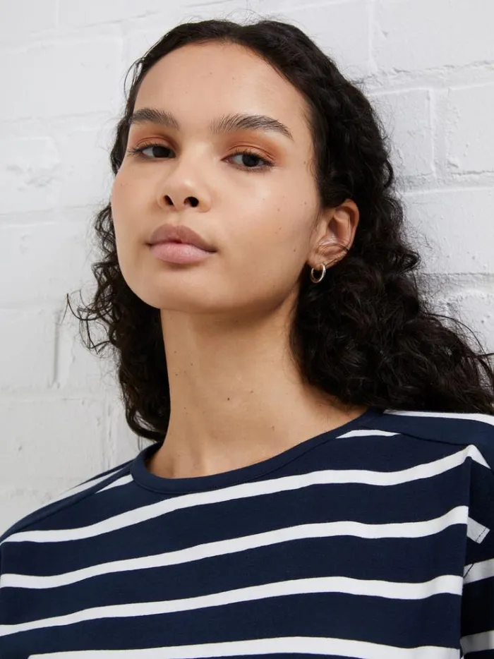 French Connection Tops Rallie Stripe Slash Neck Top Stripe Marinewhite 8211 Woman
