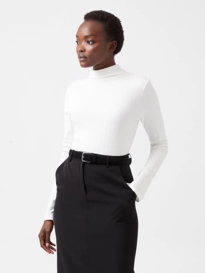 French Connection Tops Sasia Long Sleeve Mock Neck Top Winter White 8211 Woman French Connection Tops Sasia Long Sleeve Mock Neck Top Winter White 8211 Woman