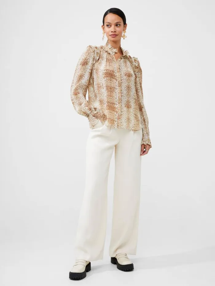 French Connection Tops Snake Smooth Georgette Ruffle Shirt Snake 8211 Woman