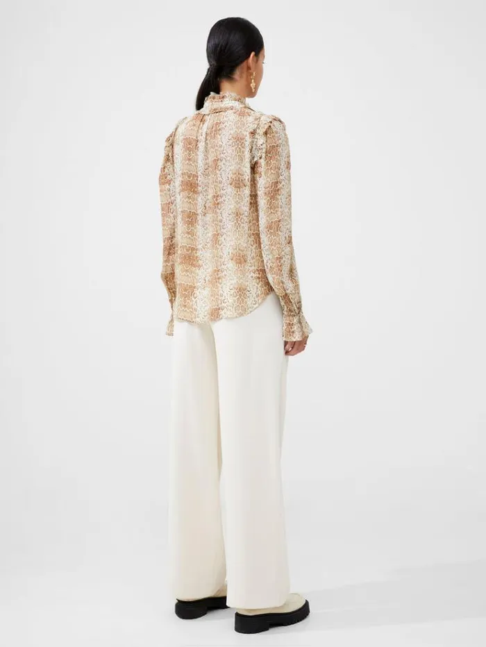 French Connection Tops Snake Smooth Georgette Ruffle Shirt Snake 8211 Woman