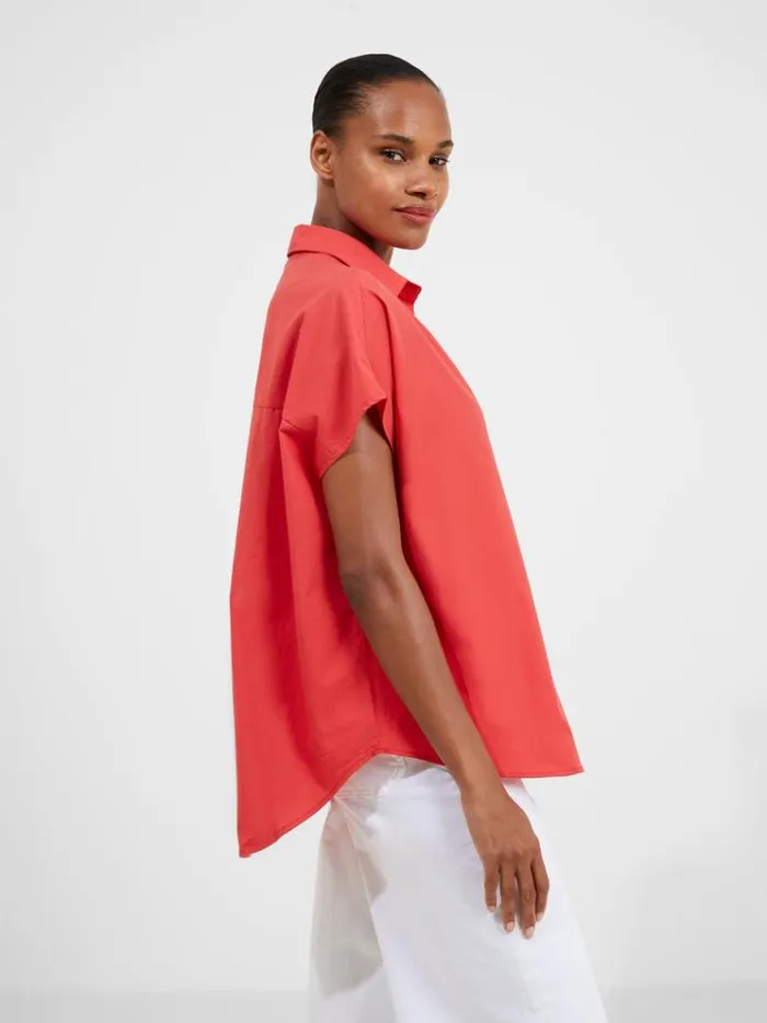 French Connection Tops Vee Collar Short Sleeve Shirt Flame 8211 Woman