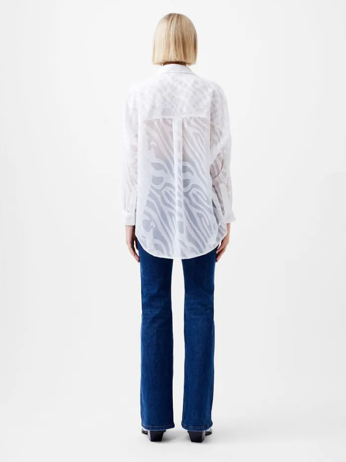 French Connection Tops Zebra Devore Popover Shirt Winter White 8211 Woman