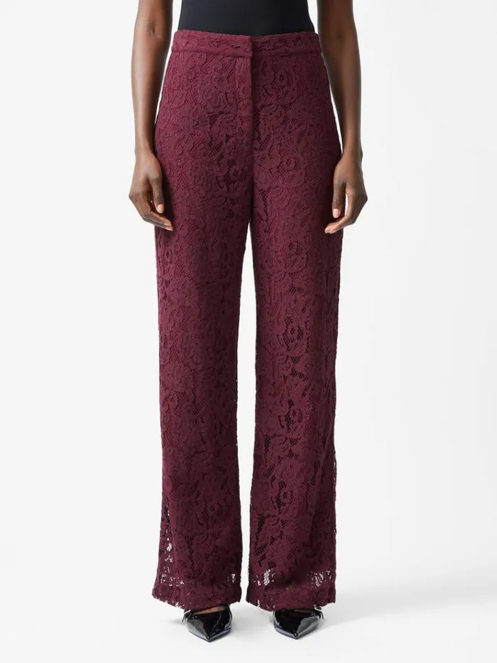 French Connection Trousers Asura Lace Flared Trousers Burgundy Red 8211 Woman