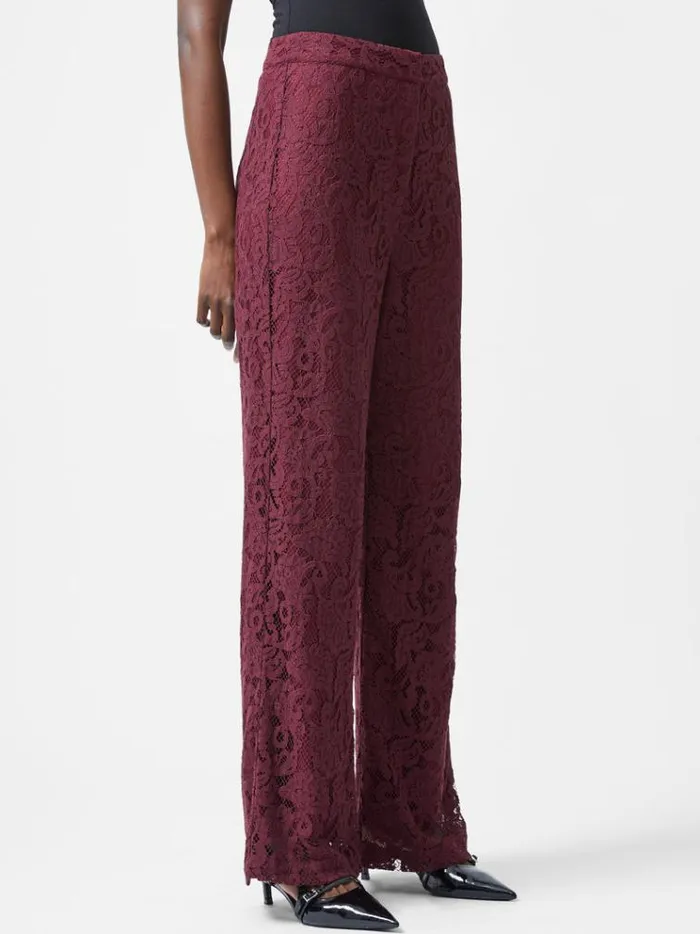 French Connection Trousers Asura Lace Flared Trousers Burgundy Red 8211 Woman