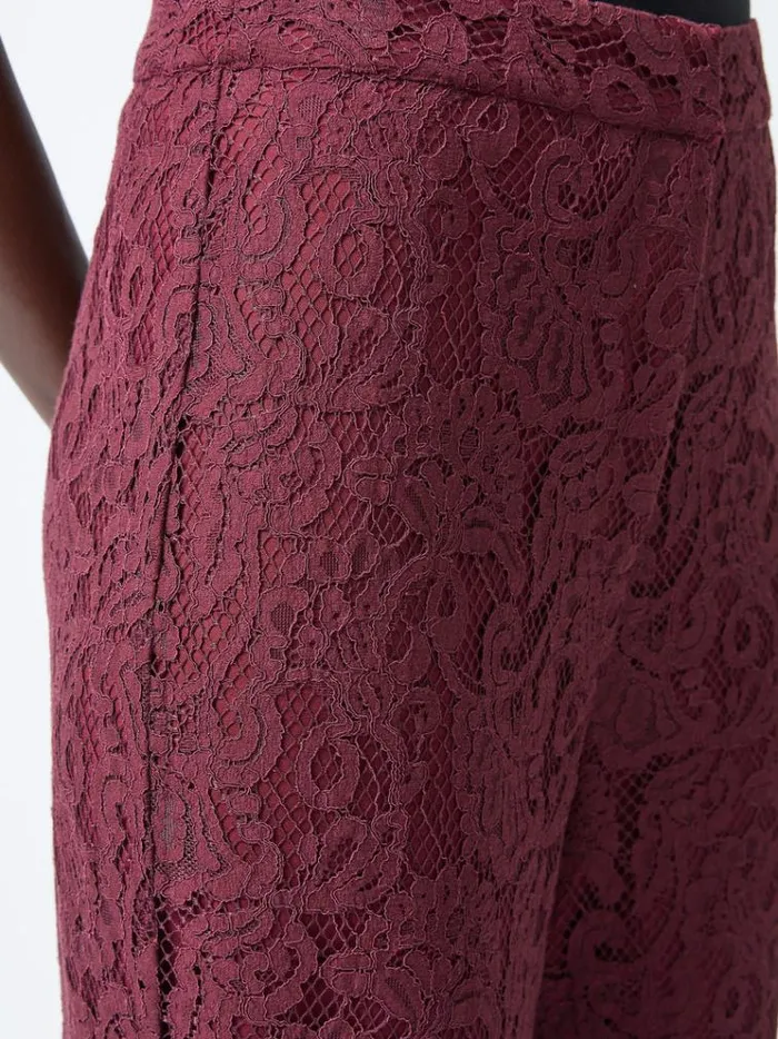 French Connection Trousers Asura Lace Flared Trousers Burgundy Red 8211 Woman