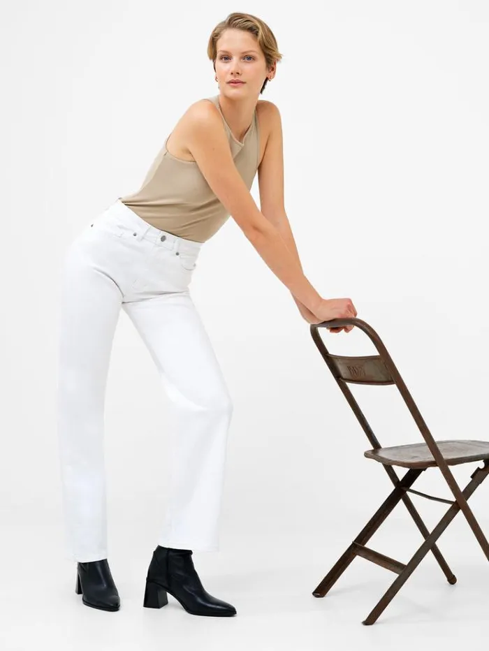 French Connection Trousers Denim Stretch Wide Leg Jeans 34 Inch White 8211 Woman