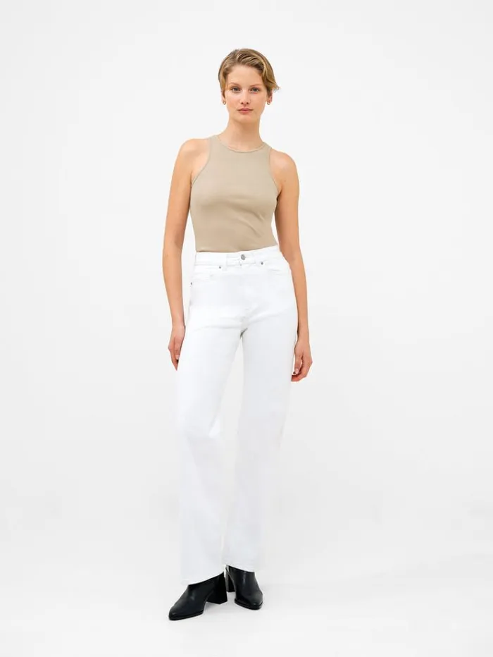 French Connection Trousers Denim Stretch Wide Leg Jeans 34 Inch White 8211 Woman