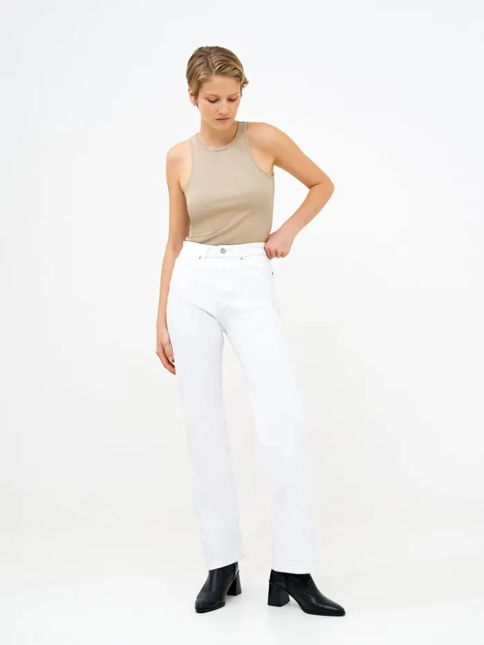 French Connection Trousers Denim Stretch Wide Leg Jeans 34 Inch White 8211 Woman