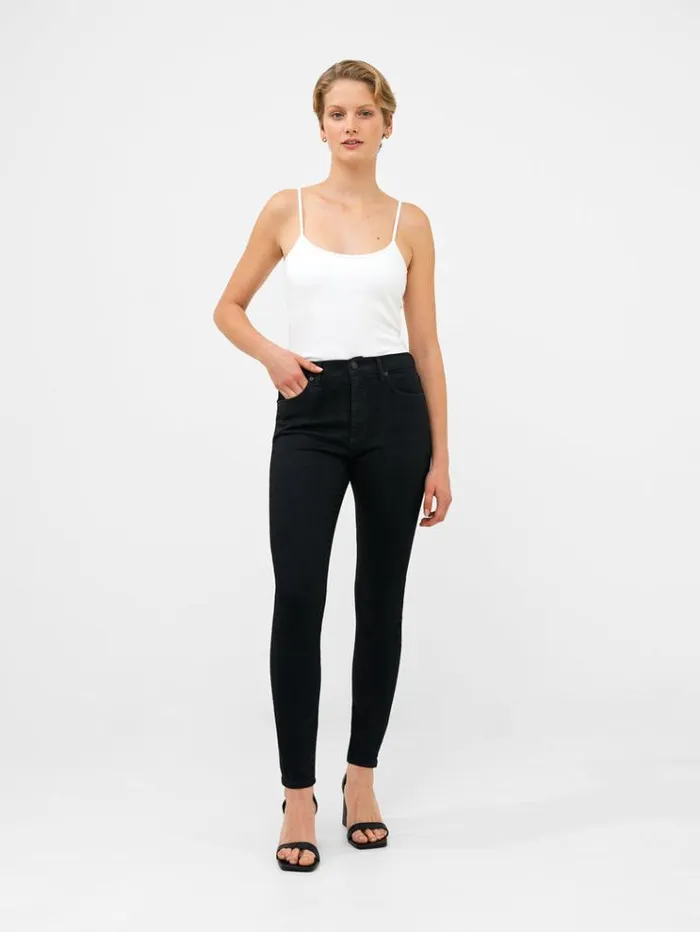 French Connection Trousers Soft Stretch Denim High Rise Skinny Jeans 30 Inch Black 8211 Woman