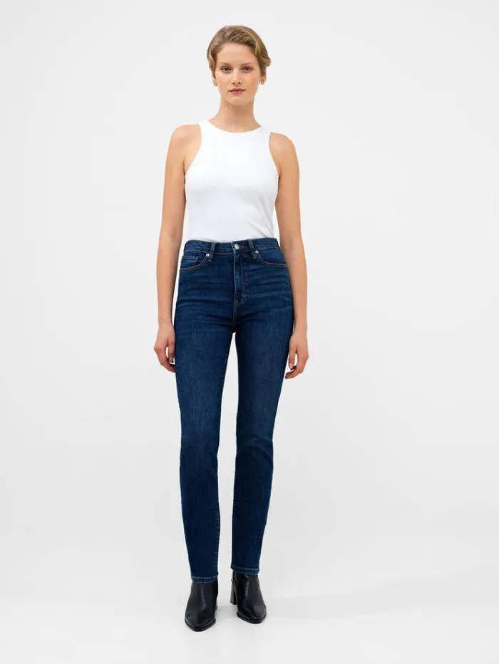 French Connection Trousers Stretch Denim Cigarette Fit Full Length Jeans 34 Inch Mid Wash 8211 Woman