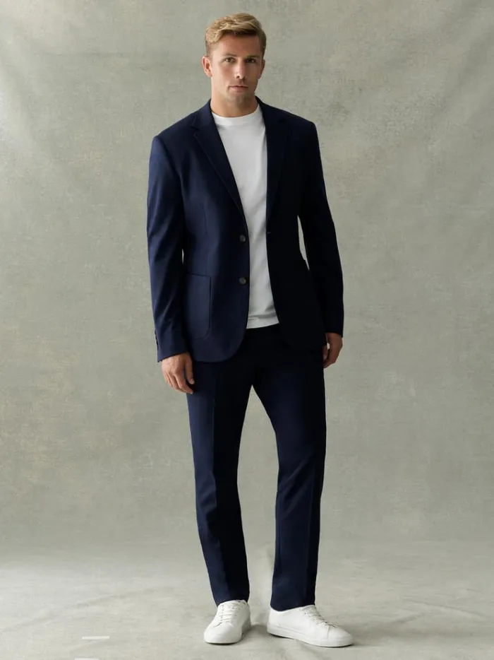 French Connection Trousers Stretch Knit Suit Trousers Marine 8211 Man
