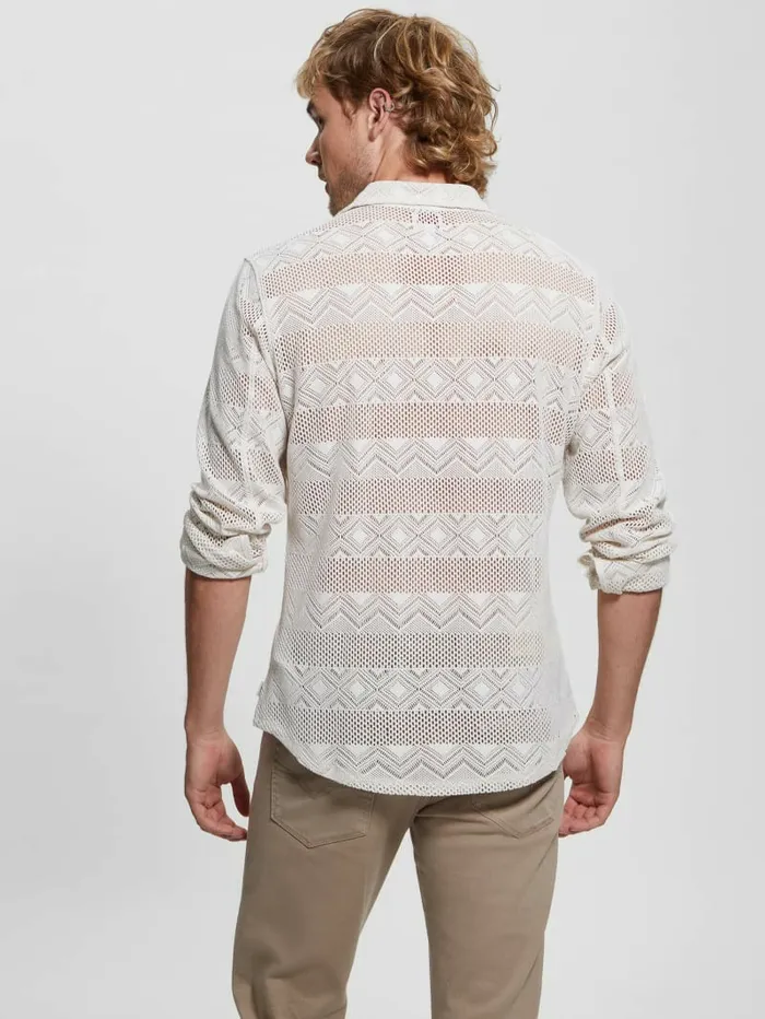 Geo Crochet Shirt Muted Stone Men Shirts GUESS