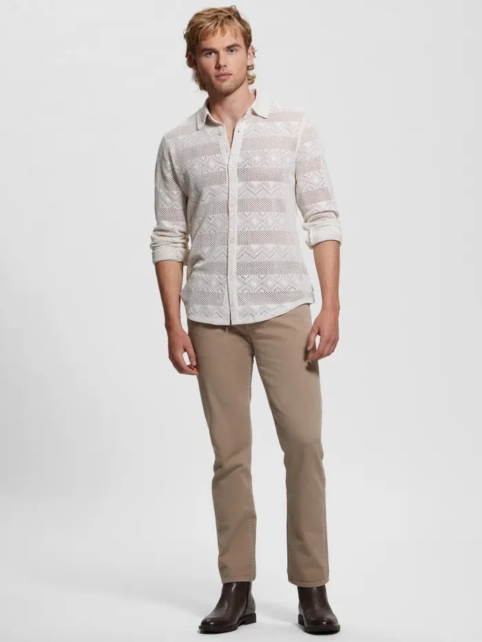 Geo Crochet Shirt Muted Stone Men Shirts GUESS