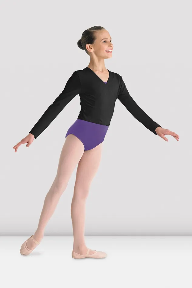 Girls Cross Front Top Black Children Tops Bloch