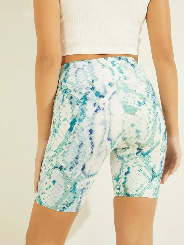 GUESS Bottoms Women Collyn Python Active Biker Shorts Modern Python Emerald Com