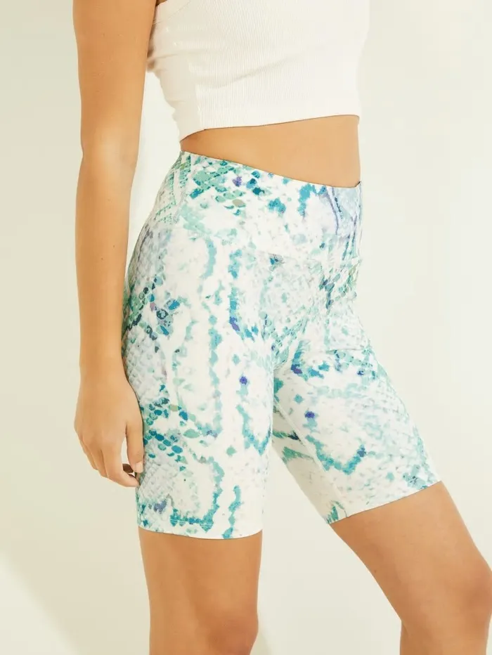 GUESS Bottoms Women Collyn Python Active Biker Shorts Modern Python Emerald Com