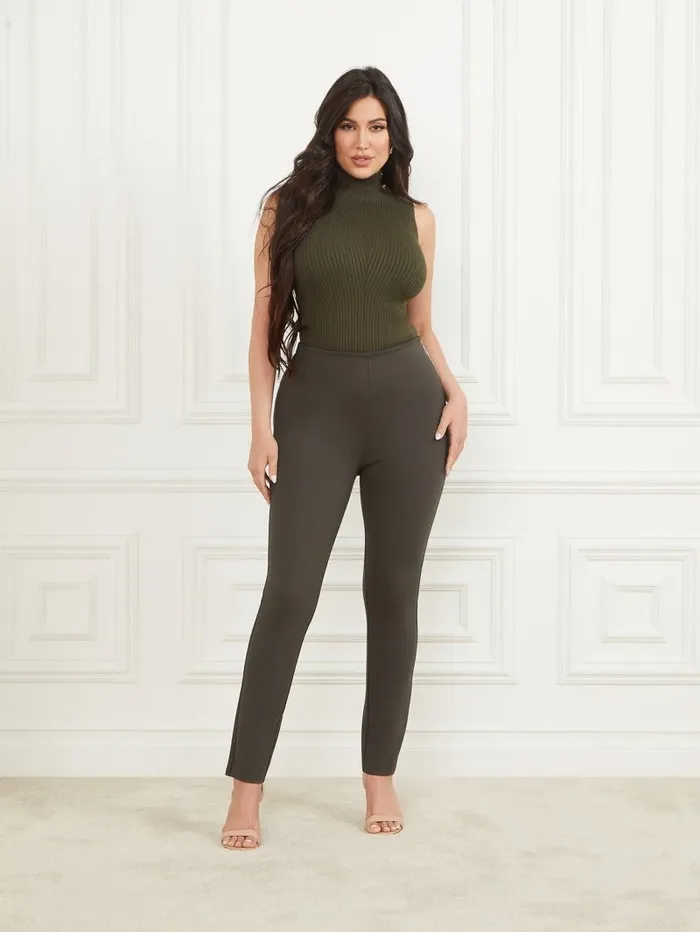 GUESS Bottoms Women Jane Ponte Legging 344 Olive Branch