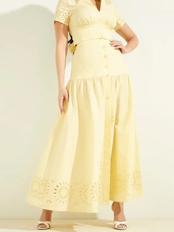 GUESS Bottoms Women Kaia Poplin Maxi Skirt Cornsilk