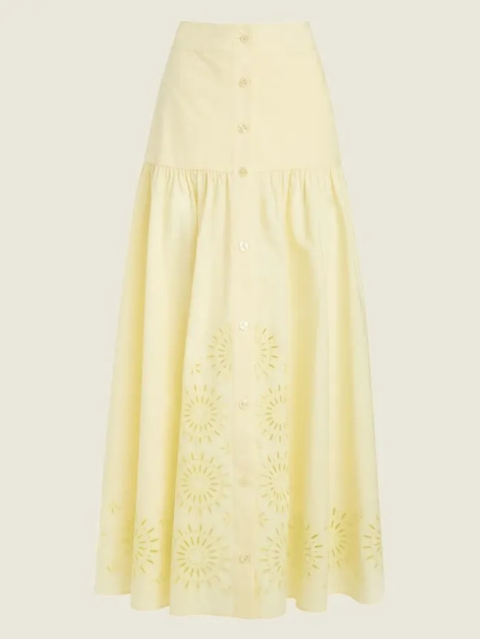 GUESS Bottoms Women Kaia Poplin Maxi Skirt Cornsilk