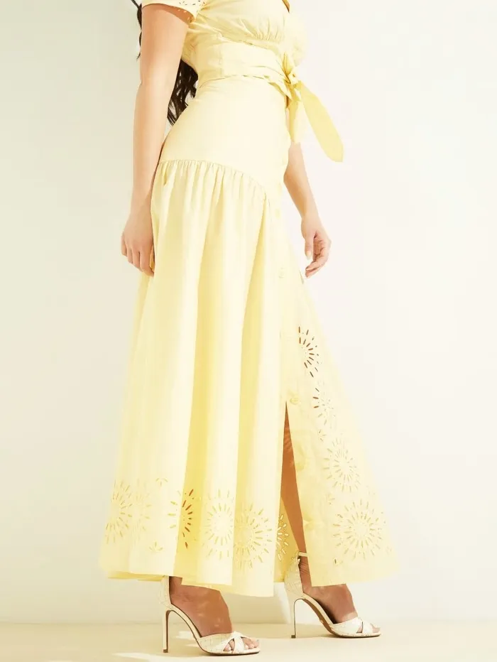 GUESS Bottoms Women Kaia Poplin Maxi Skirt Cornsilk