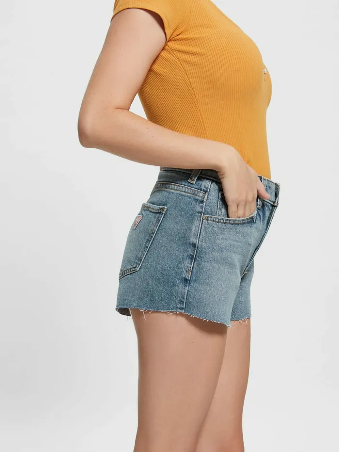 GUESS Bottoms Women Mom Shorts Blue Tortoise GUESS Bottoms Women Mom Shorts Blue Tortoise