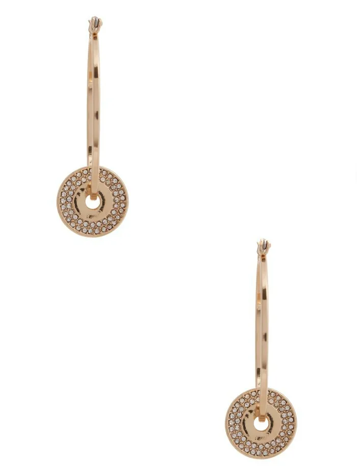 GUESS GoldTone Pav Disk Hoop Earrings Gold Women Jewelry GUESS GoldTone Pav Disk Hoop Earrings Gold Women Jewelry
