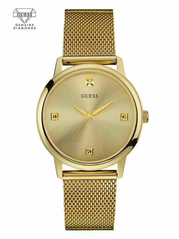 GUESS GoldTone Slim Mesh Diamond Watch Gold WomenMen Watches