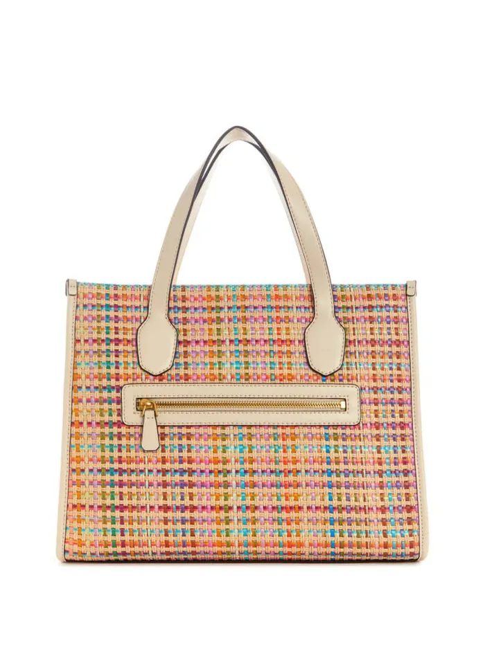 GUESS Handbags Women Silvana Colorful Straw Tote White Multi GUESS Handbags Women Silvana Colorful Straw Tote White Multi