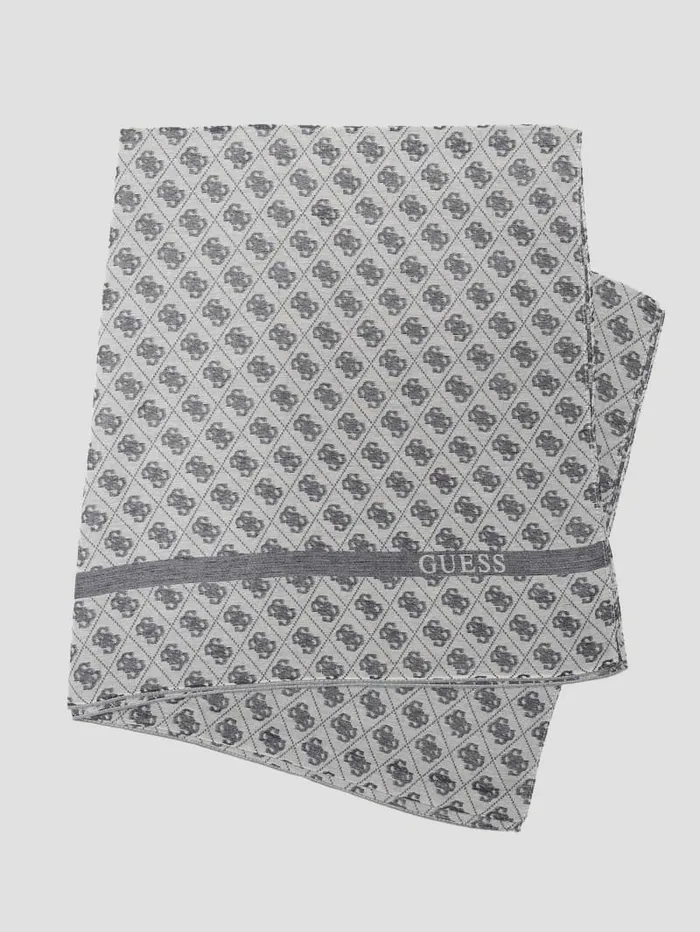 GUESS Hats and Scarves Women Izzy Quattro G Jacquard Monogram Scarf IvoryBlue GUESS Hats and Scarves Women Izzy Quattro G Jacquard Monogram Scarf IvoryBlue