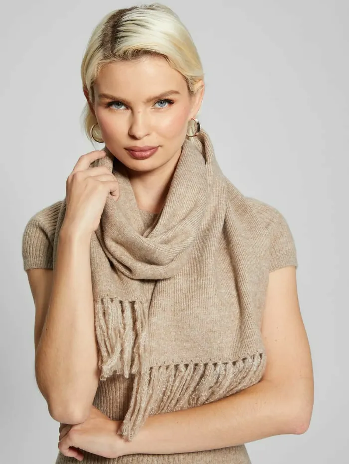 GUESS Hats and Scarves Women Oblong Heathered Scarf Foamy Taupe Heather Multi GUESS Hats and Scarves Women Oblong Heathered Scarf Foamy Taupe Heather Multi