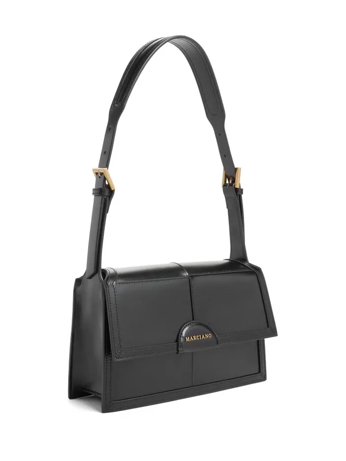 GUESS Isa Convertible Leather Bag Black Women Handbags GUESS Isa Convertible Leather Bag Black Women Handbags