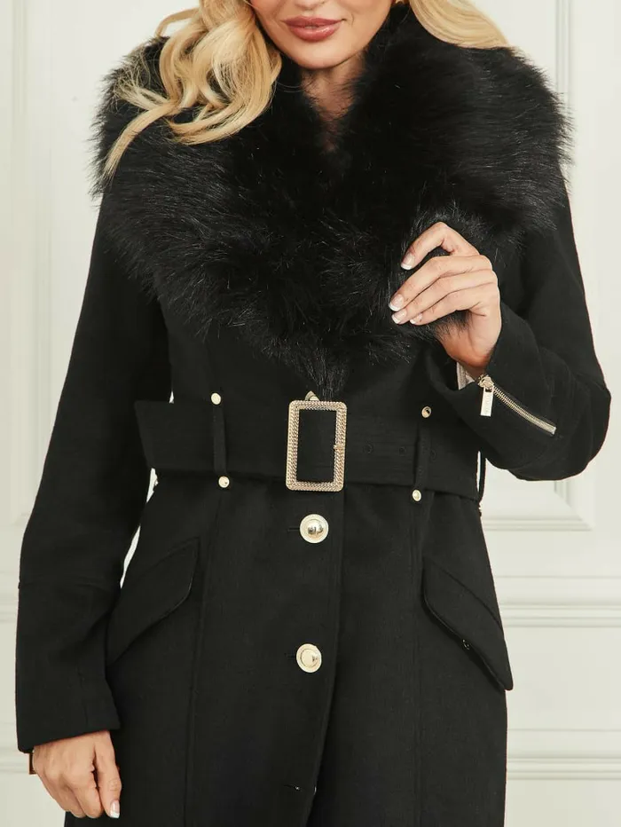 GUESS Jackets and Coats Women Alice WoolBlend Coat Black GUESS Jackets and Coats Women Alice WoolBlend Coat Black