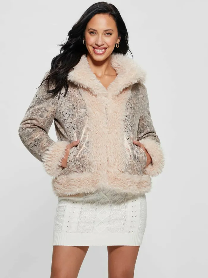 GUESS Jackets and Coats Women Penelope Reversible Jacket Skinny Latte Multi