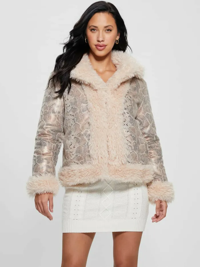GUESS Jackets and Coats Women Penelope Reversible Jacket Skinny Latte Multi