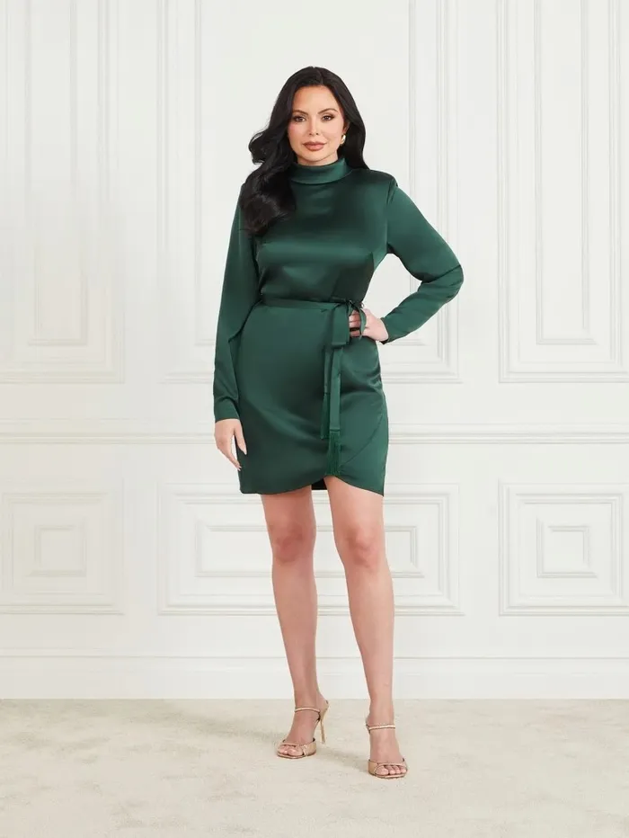 GUESS Kier Satin Dress Alpine Grove Women Dresses and Jumpsuits